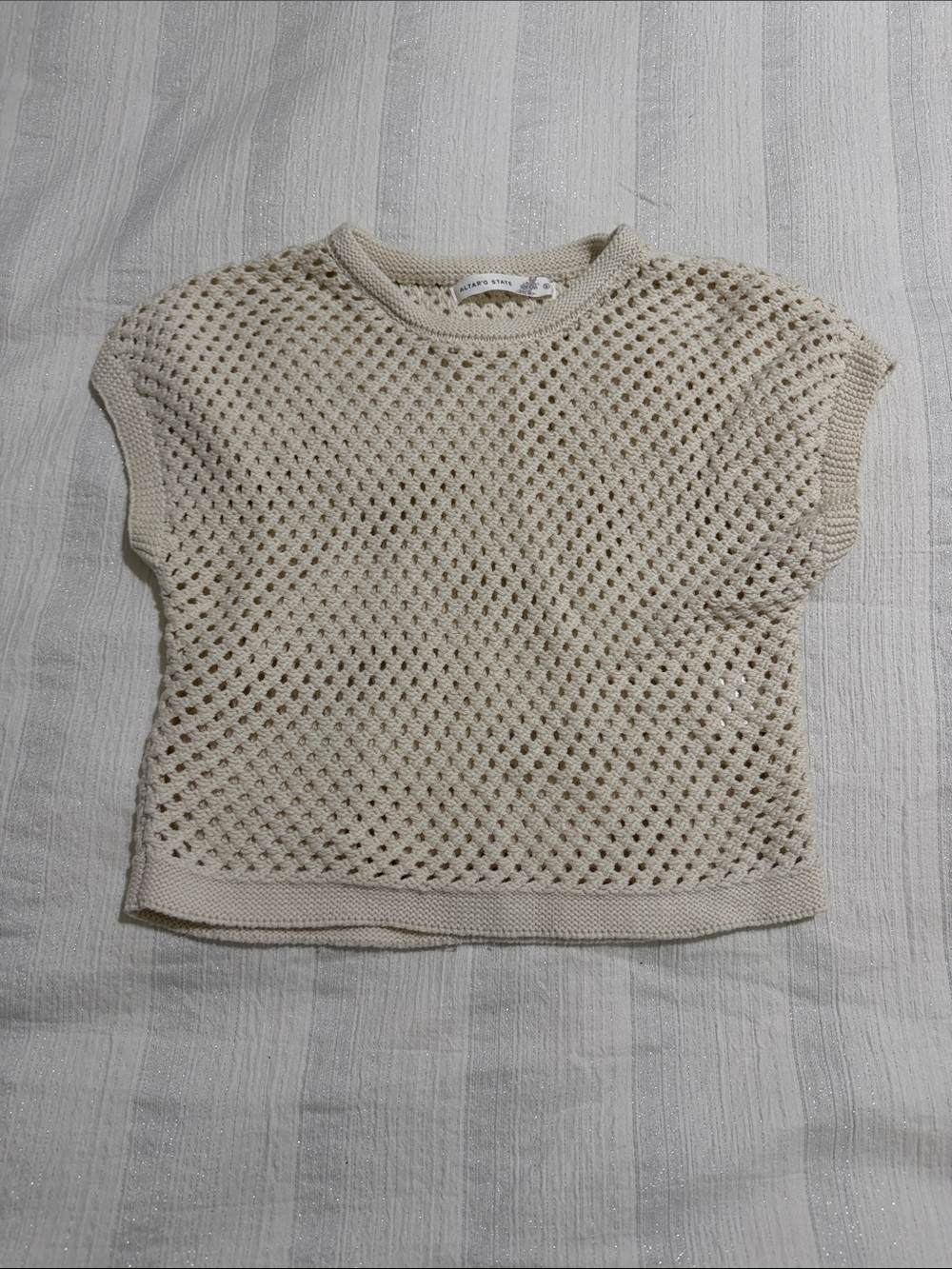 Altarโd State Cream Crochet Knit Top
